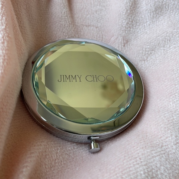 RARE Jimmy Choo shoes faceted magnifying pocket purse mirror compact w/ dust bag - Picture 5 of 9